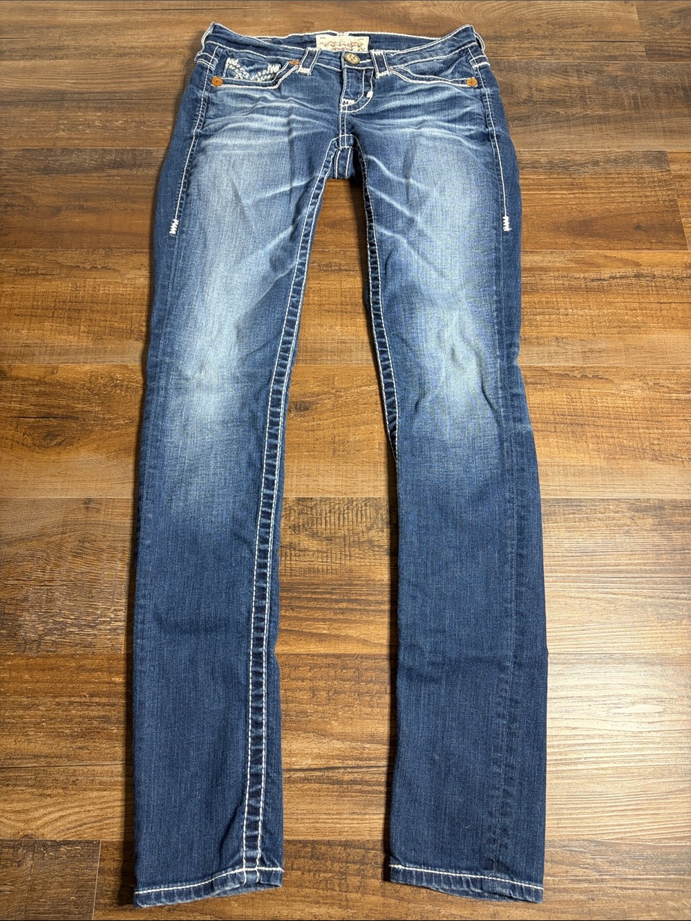Big Star Women's Dark Blue Skinny Jeans with Faded Detailing
